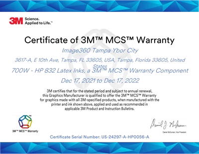 Image360 Tampa Ybor City Receives 3M MCS Warranty Certification