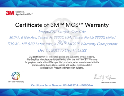 Image360 Tampa Ybor City Receives 3M MCS Warranty Certification