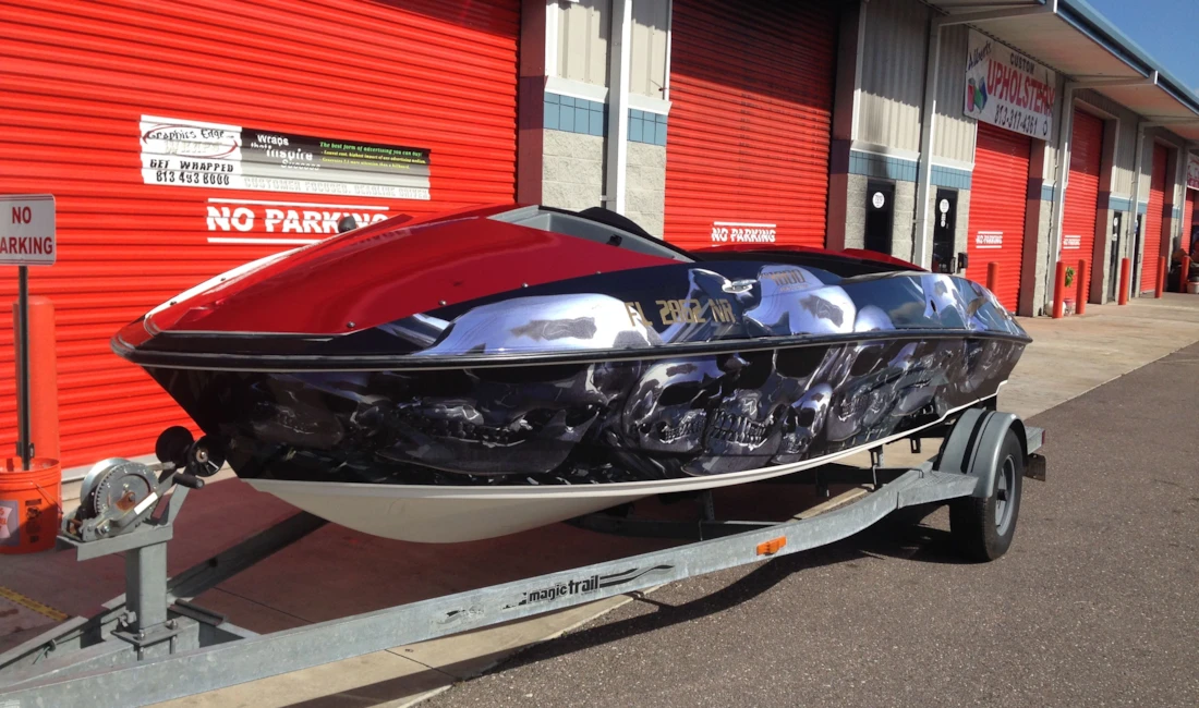 Metallic and Chrome Boat Wrap