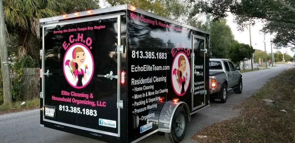 ECHO Elite Cleaning and Household Organization Trailer Lettering