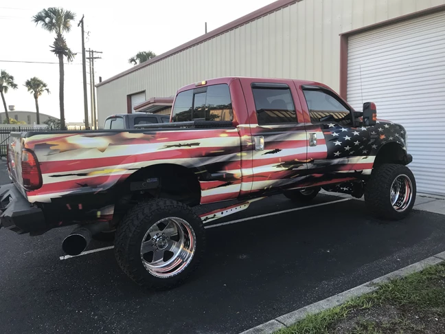 Patriotic Flag Truck Wrap