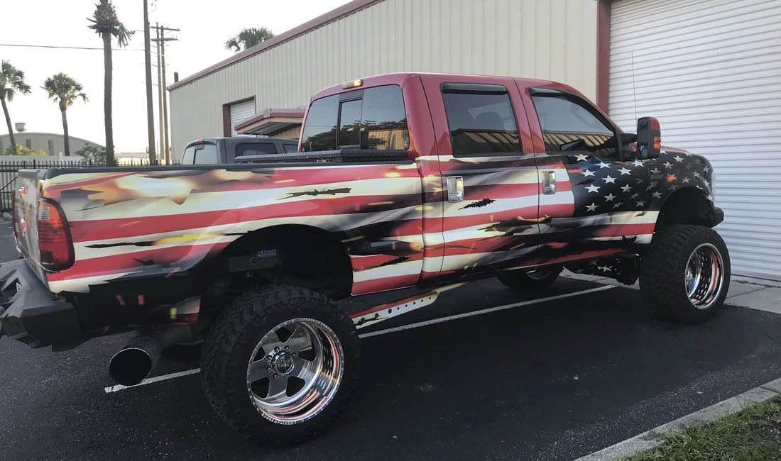 Patriotic Flag Truck Wrap