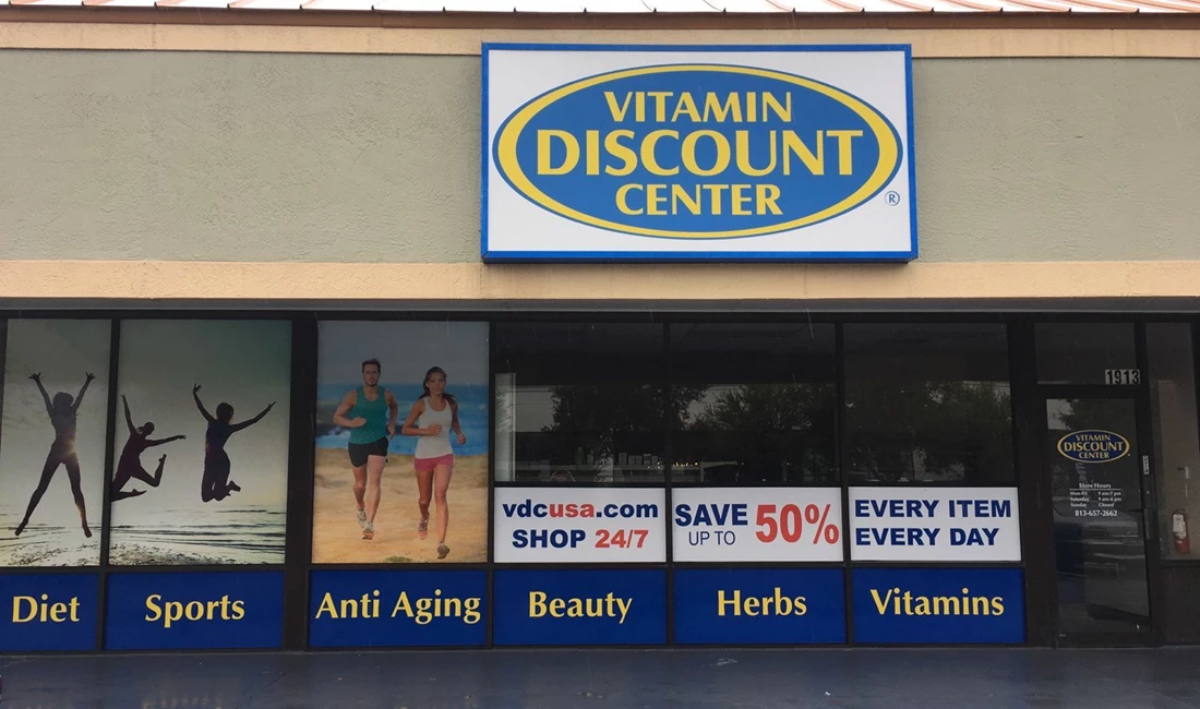 Vitamin Discount Storefront Window Graphics