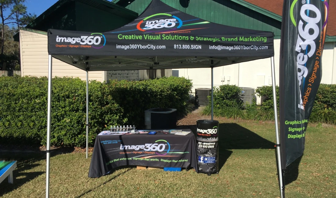 Image360 Tampa Ybor City Event Tent and Feather Flags
