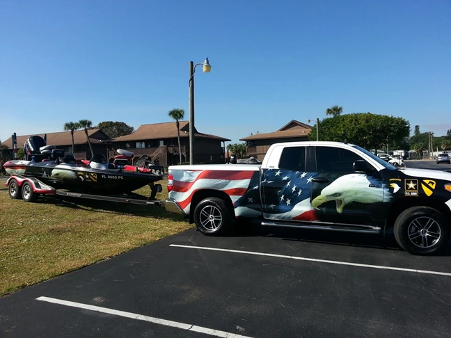 Partial Truck Wrap with matching Ranger Boat Wrap