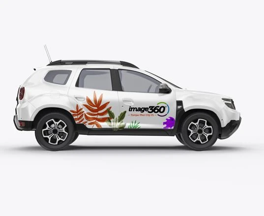 Transform your vehicle into a moving billboard with custom vinyl car decal graphics from Image360 Ybor City in Tampa, FL. Perfect for businesses looking to make a bold statement on the go!
